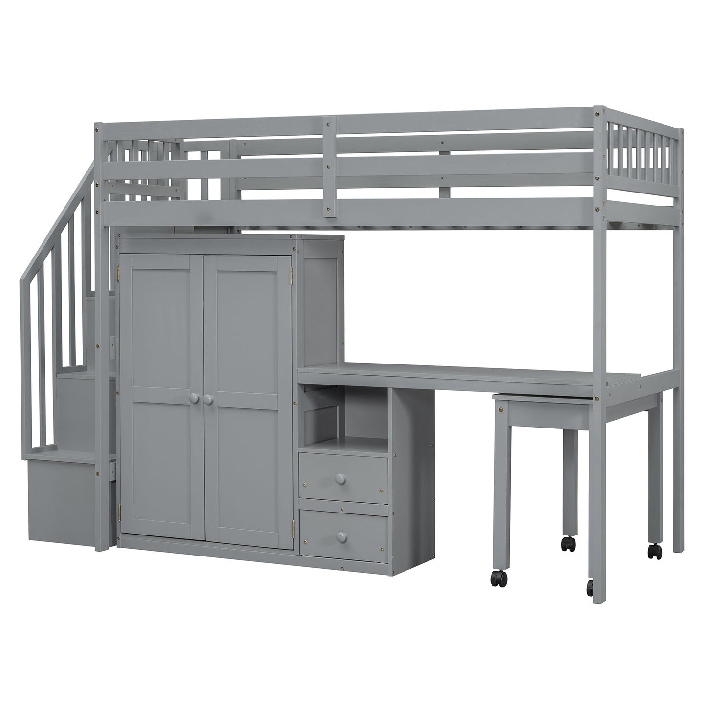 Loft Bed With Stairs, Bookshelf, Drawers, Desk & Wardrobe, Space Saving Multifunctional Furniture - The Sleep Loft - Online Mattress Showroom NYC