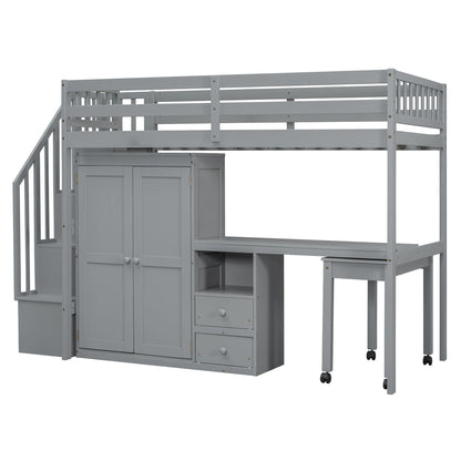 Loft Bed With Stairs, Bookshelf, Drawers, Desk & Wardrobe, Space Saving Multifunctional Furniture - The Sleep Loft - Online Mattress Showroom NYC
