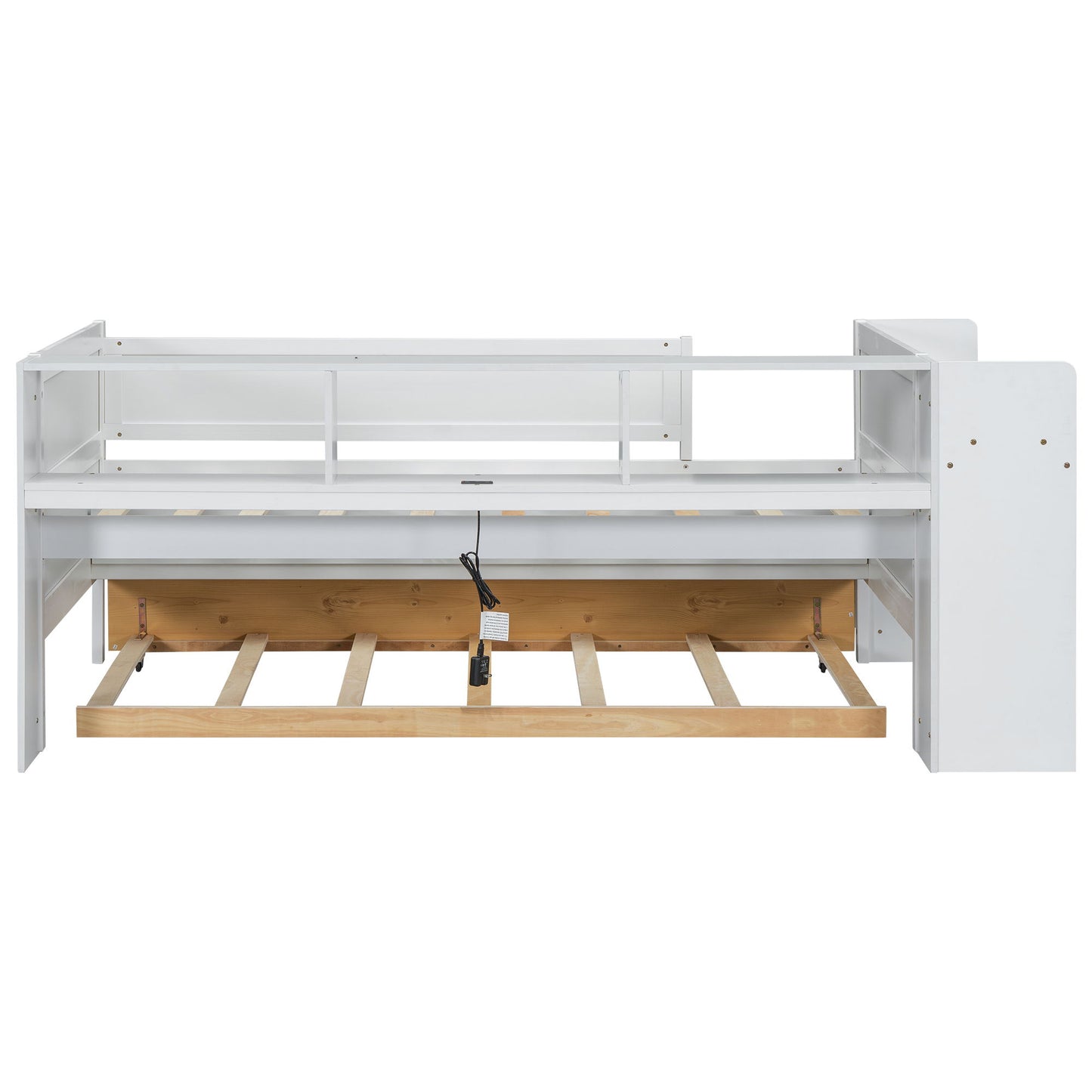 Twin Daybed With Drawers, Trundle, Headboard Storage, Study Desk, And USB Charging Station - White - The Sleep Loft - Online Mattress Showroom NYC