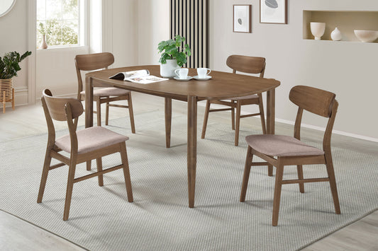 Dortch 5-piece Oval Solid Wood Dining Set Walnut - The Sleep Loft - Online Mattress Showroom NYC