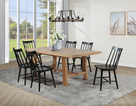 Middleton 7-piece Extension Leaf Dining Set Brown and Black - The Sleep Loft - Online Mattress Showroom NYC