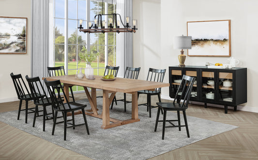 Middleton 10-piece Extension Leaf Dining Set Natural Brown and Black - The Sleep Loft - Online Mattress Showroom NYC