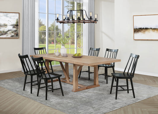 Middleton 7-piece Extension Leaf Dining Set Brown and Black - The Sleep Loft - Online Mattress Showroom NYC