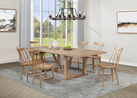 Middleton 7-piece Extension Leaf Dining Set Natural Brown - The Sleep Loft - Online Mattress Showroom NYC