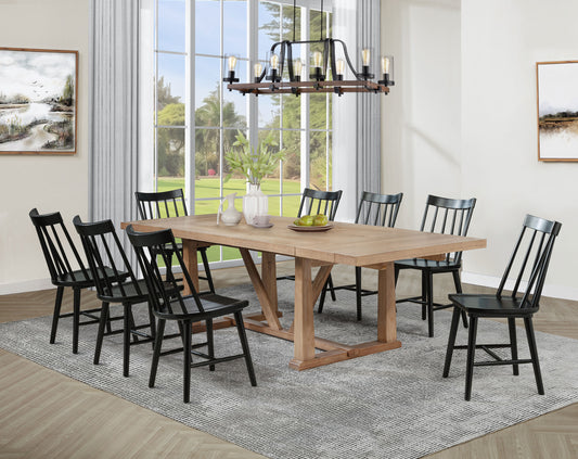 Middleton 9-piece Extension Leaf Dining Set Brown and Black - The Sleep Loft - Online Mattress Showroom NYC