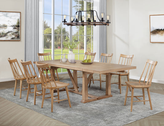 Middleton 9-piece Extension Leaf Dining Set Natural Brown - The Sleep Loft - Online Mattress Showroom NYC