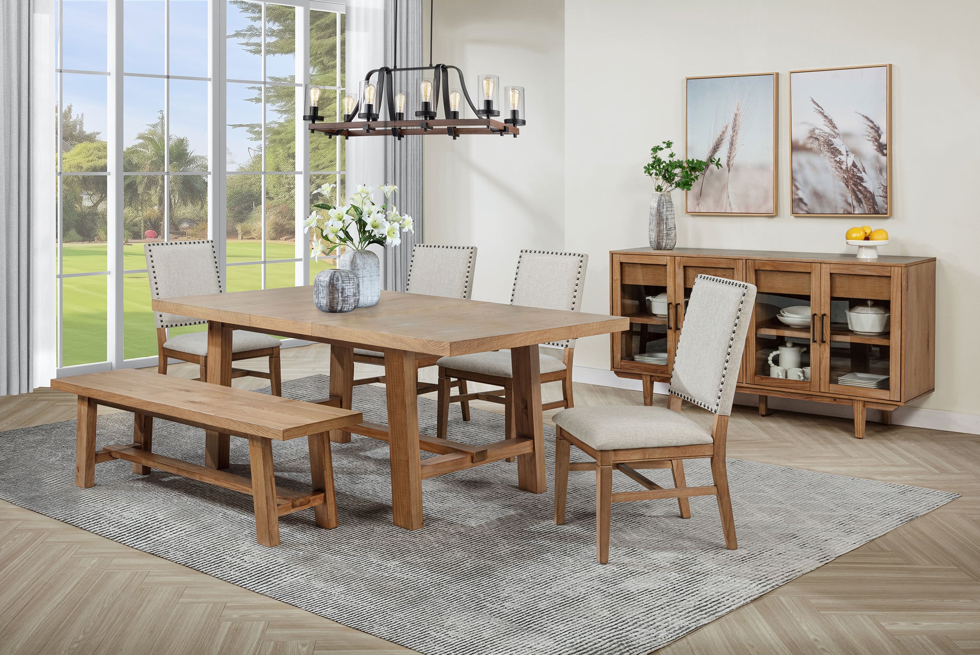 Middleton 60-inch Wood Backless Dining Bench Natural Brown