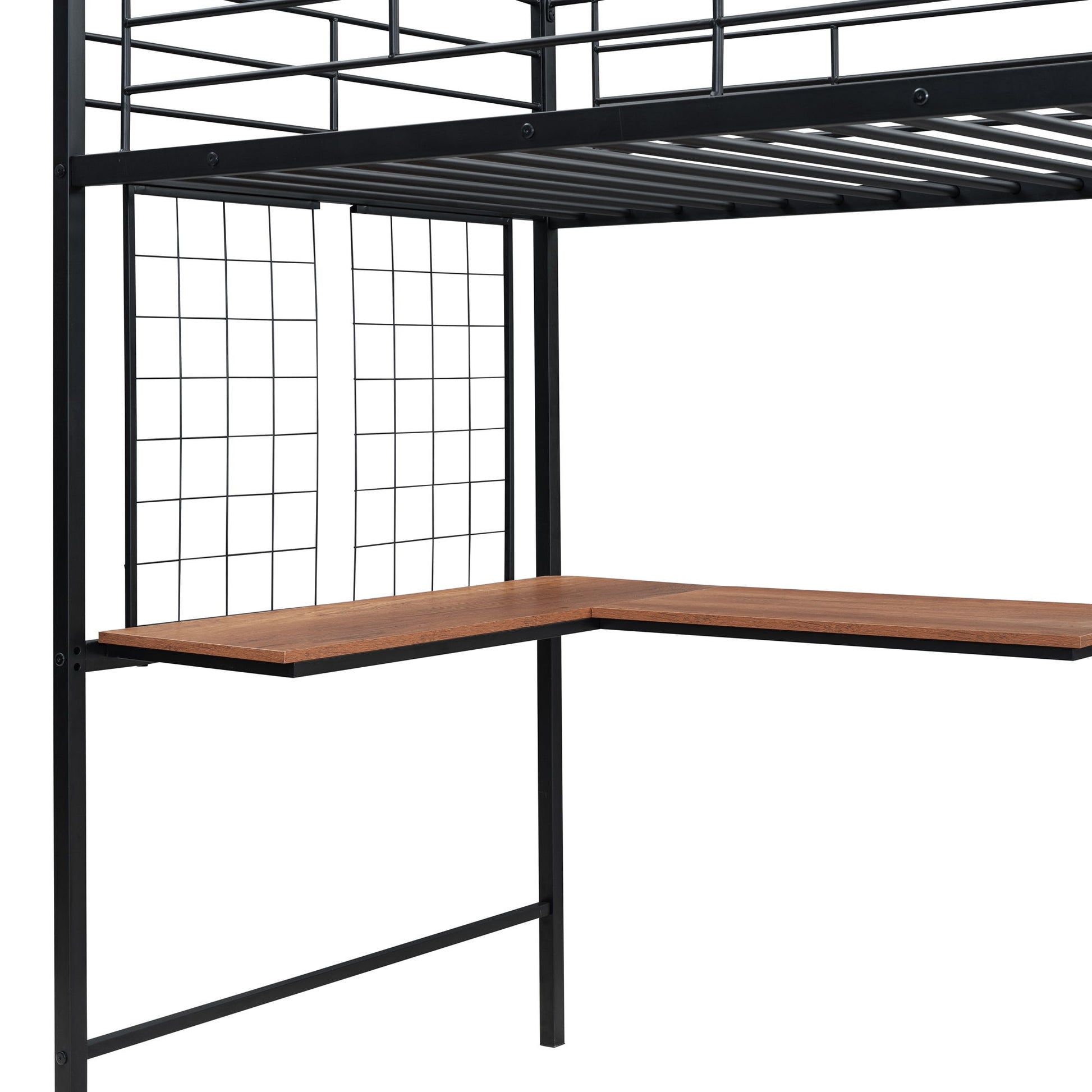 Loft Bed With Desk And Grid, Stylish Frame With Lateral Storage Ladder And Wardrobe - The Sleep Loft - Online Mattress Showroom NYC