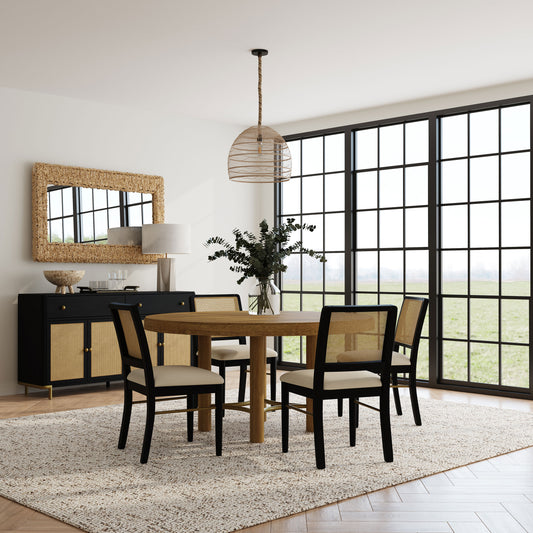 Arini 5-piece Round Dining Table Set Sand Wash and Black - The Sleep Loft - Online Mattress Showroom NYC