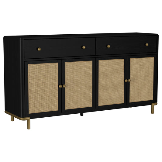 Arini 2-drawer Cane Door Dining Sideboard Server Black - The Sleep Loft - Online Mattress Showroom NYC