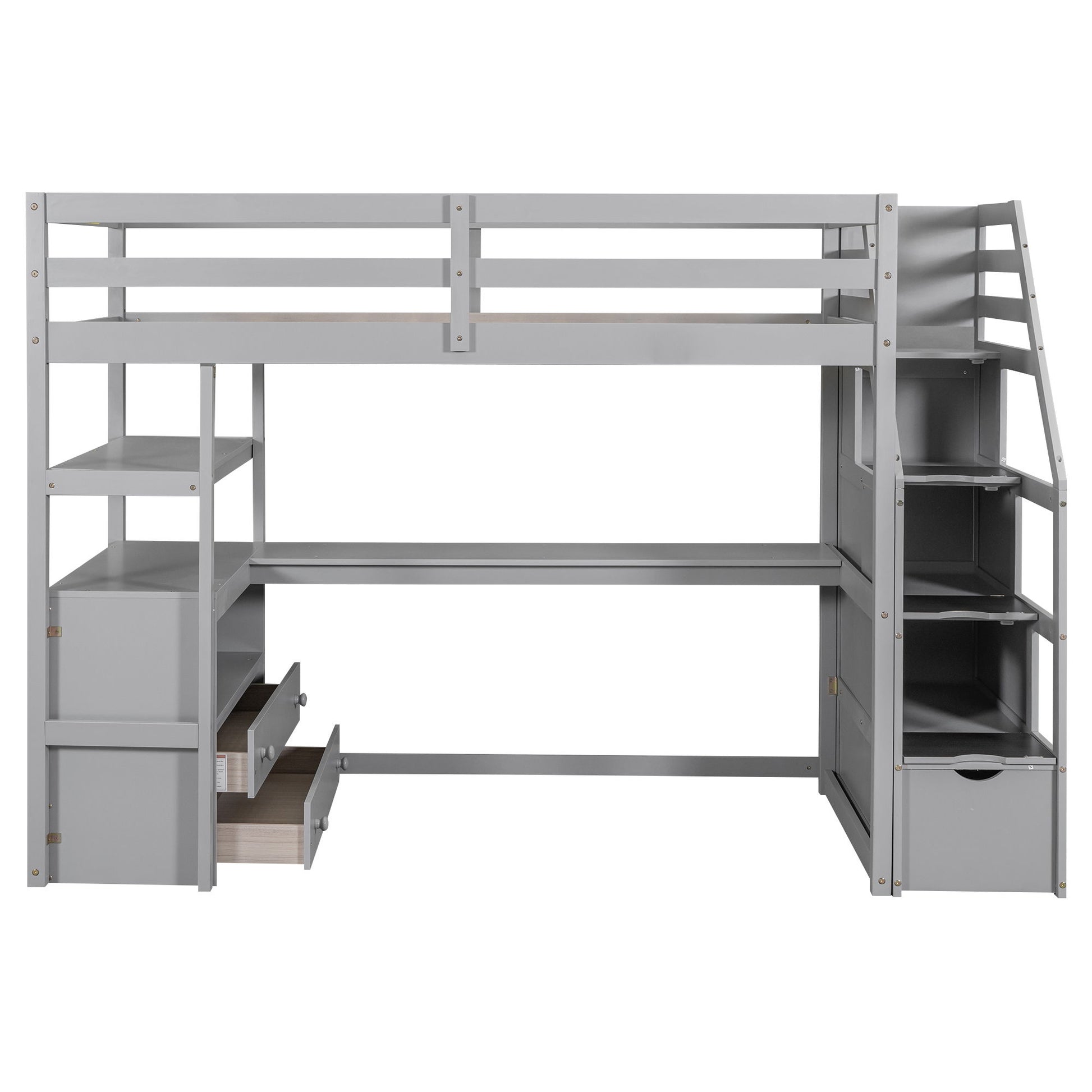 Loft Bed With Desk, Shelves, 2 Drawers, Storage Staircase - The Sleep Loft - Online Mattress Showroom NYC