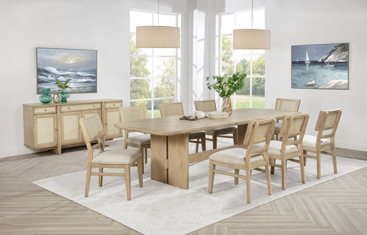 Kailani 10-piece Wood Dining Set with Sideboard Beige Oak - The Sleep Loft - Online Mattress Showroom NYC