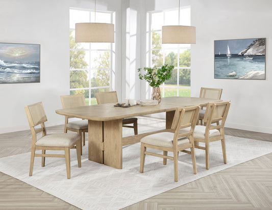 Kailani 7-piece Rectangular Wood Dining Table Set Beige Oak - The Sleep Loft - Online Mattress Showroom NYC