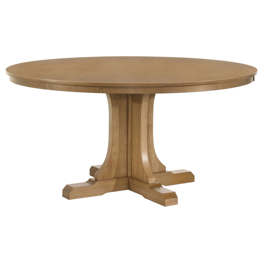 Hartville 60-inch Round Dining Table Natural Light Brown - The Sleep Loft - Online Mattress Showroom NYC