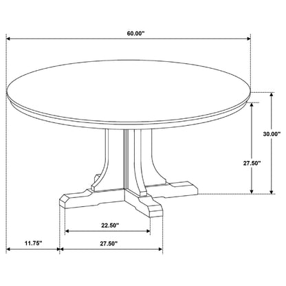 Hartville 60-inch Round Dining Table Natural Light Brown