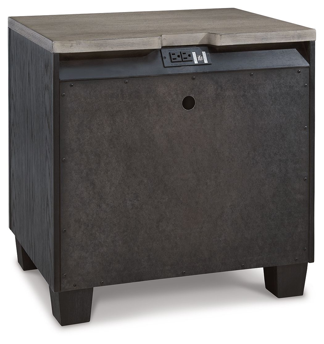 Foyland - Two Drawer Night Stand - Black / Brown - The Sleep Loft - Online Mattress Showroom NYC