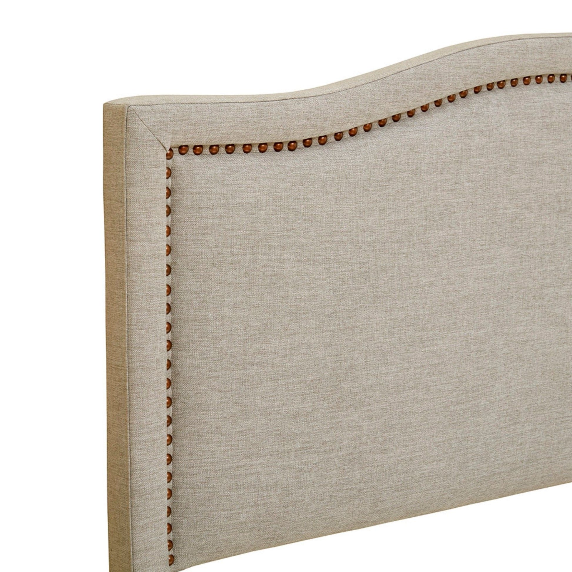 Elegant Panel Headboard With Copper Nailheads And Adjustable Metal Legs - The Sleep Loft - Online Mattress Showroom NYC