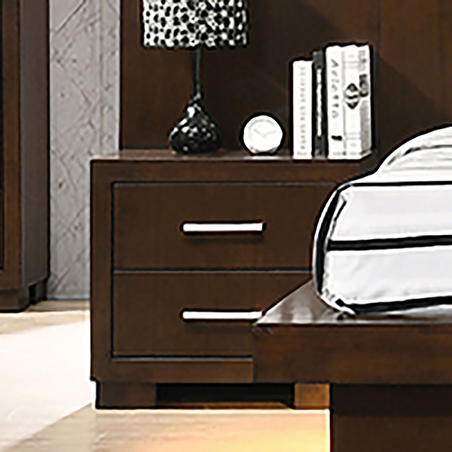 Polk - 2 Drawer Nightstand With Slim Handles - Cappuccino - The Sleep Loft - Online Mattress Showroom NYC