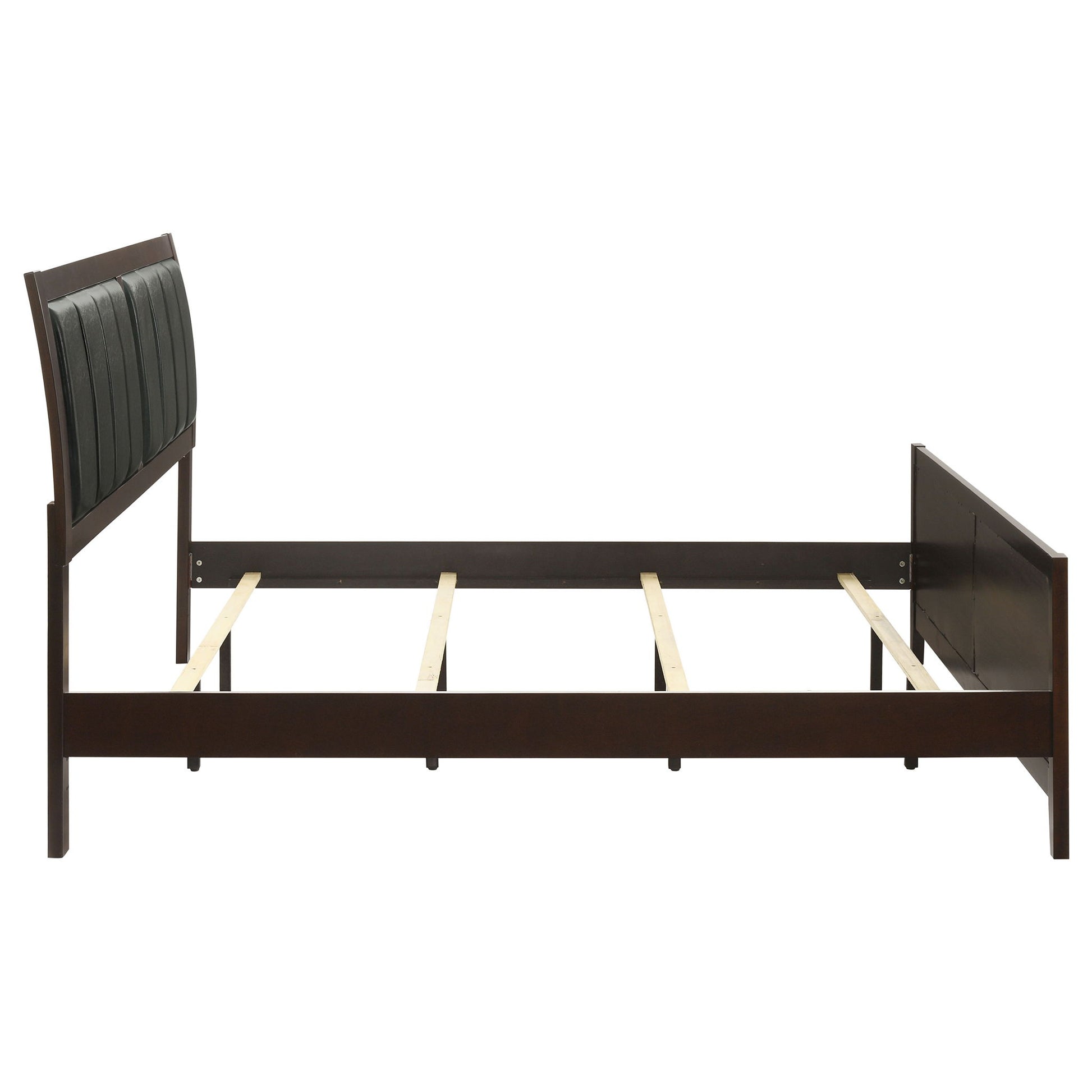 Eastern King Panel Bed With Upholstered Headboard And Footboard - Cappuccino - The Sleep Loft - Online Mattress Showroom NYC