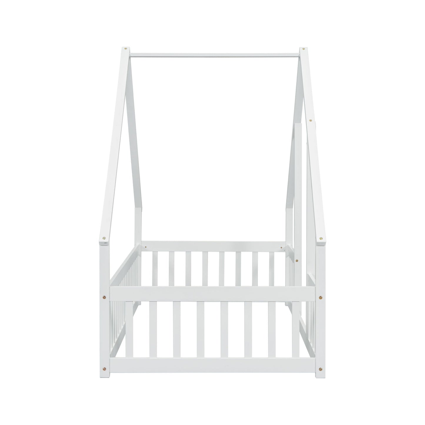 Wood House-Shaped Floor Bed With Fence, Guardrails - The Sleep Loft - Online Mattress Showroom NYC