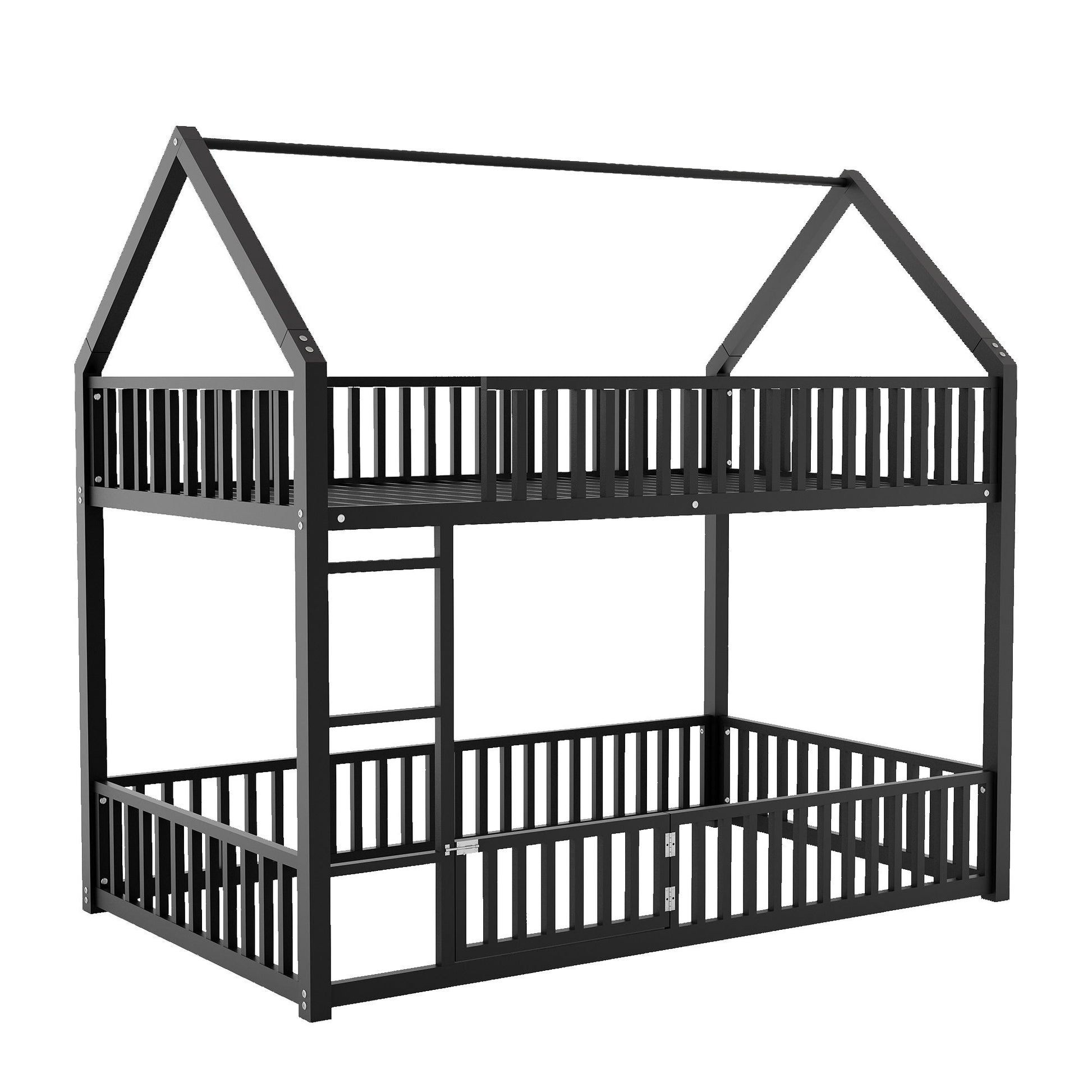 Metal House Bunk Bed With Fence And Door - The Sleep Loft - Online Mattress Showroom NYC