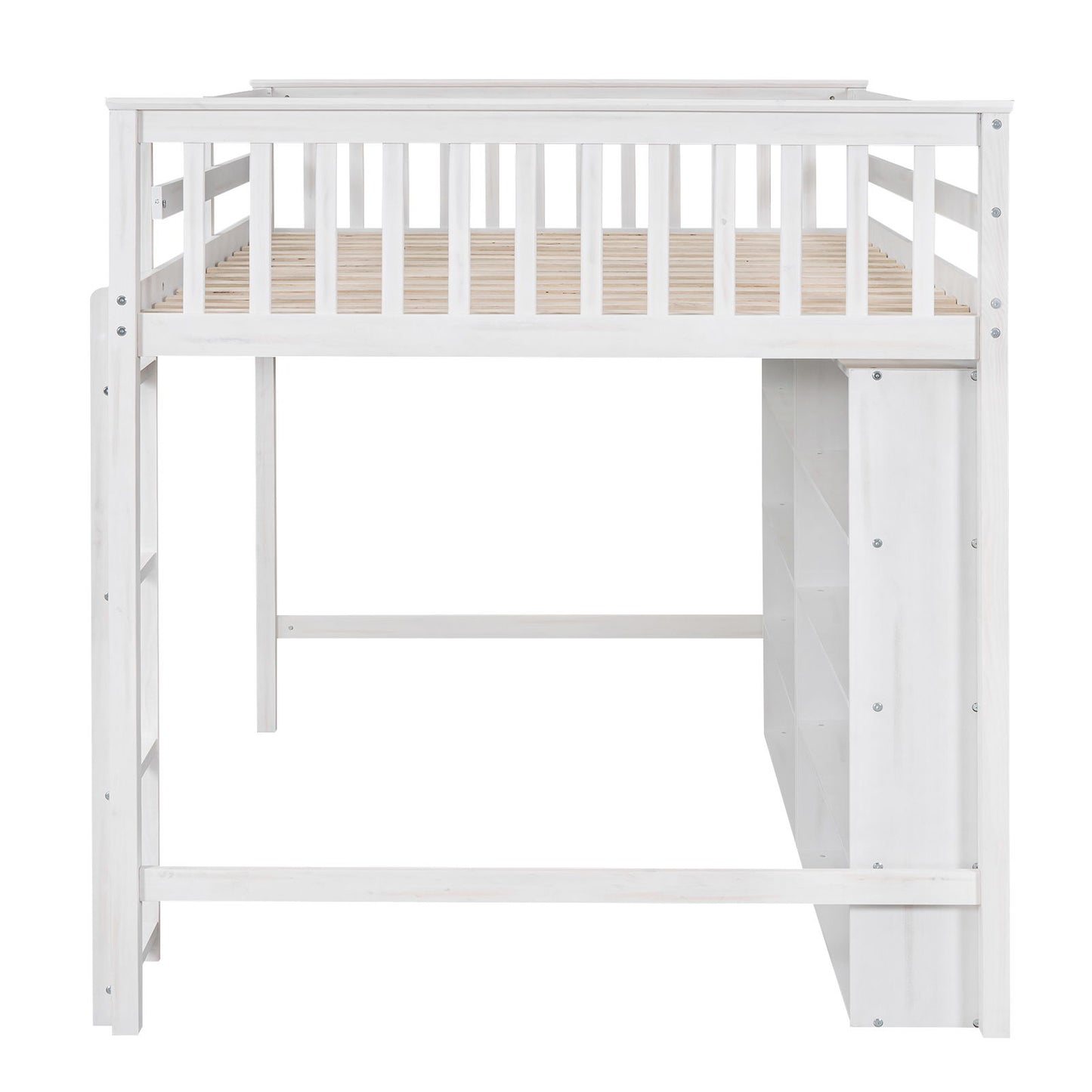 Loft Bed With 8 Open Storage Shelves And Built In Ladder - The Sleep Loft - Online Mattress Showroom NYC