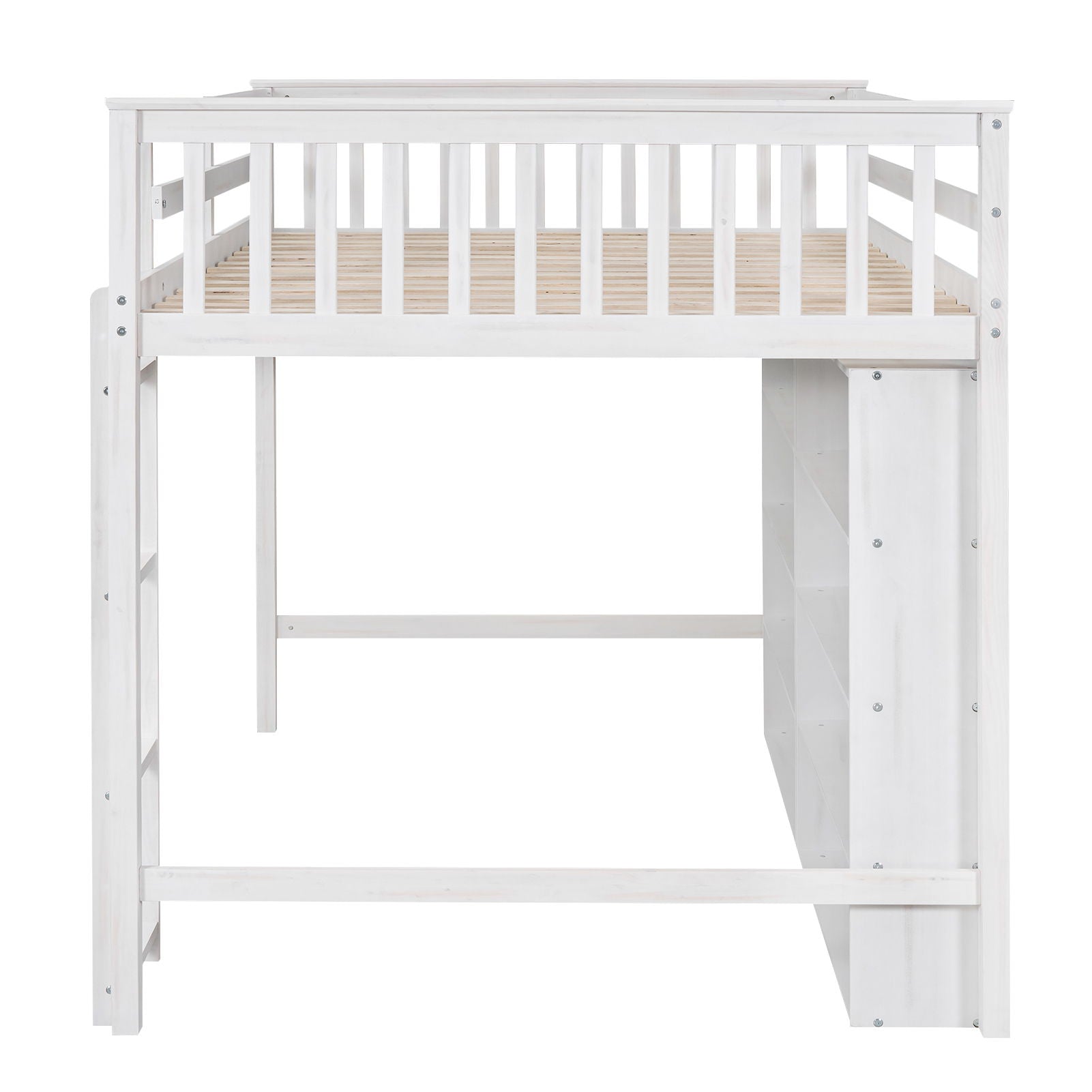 Loft Bed With 8 Open Storage Shelves And Built In Ladder - The Sleep Loft - Online Mattress Showroom NYC