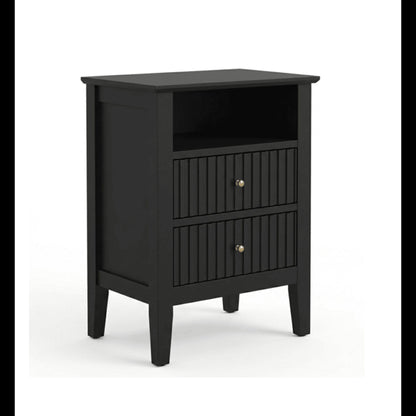 Fluted Nightstand With 2 Drawers