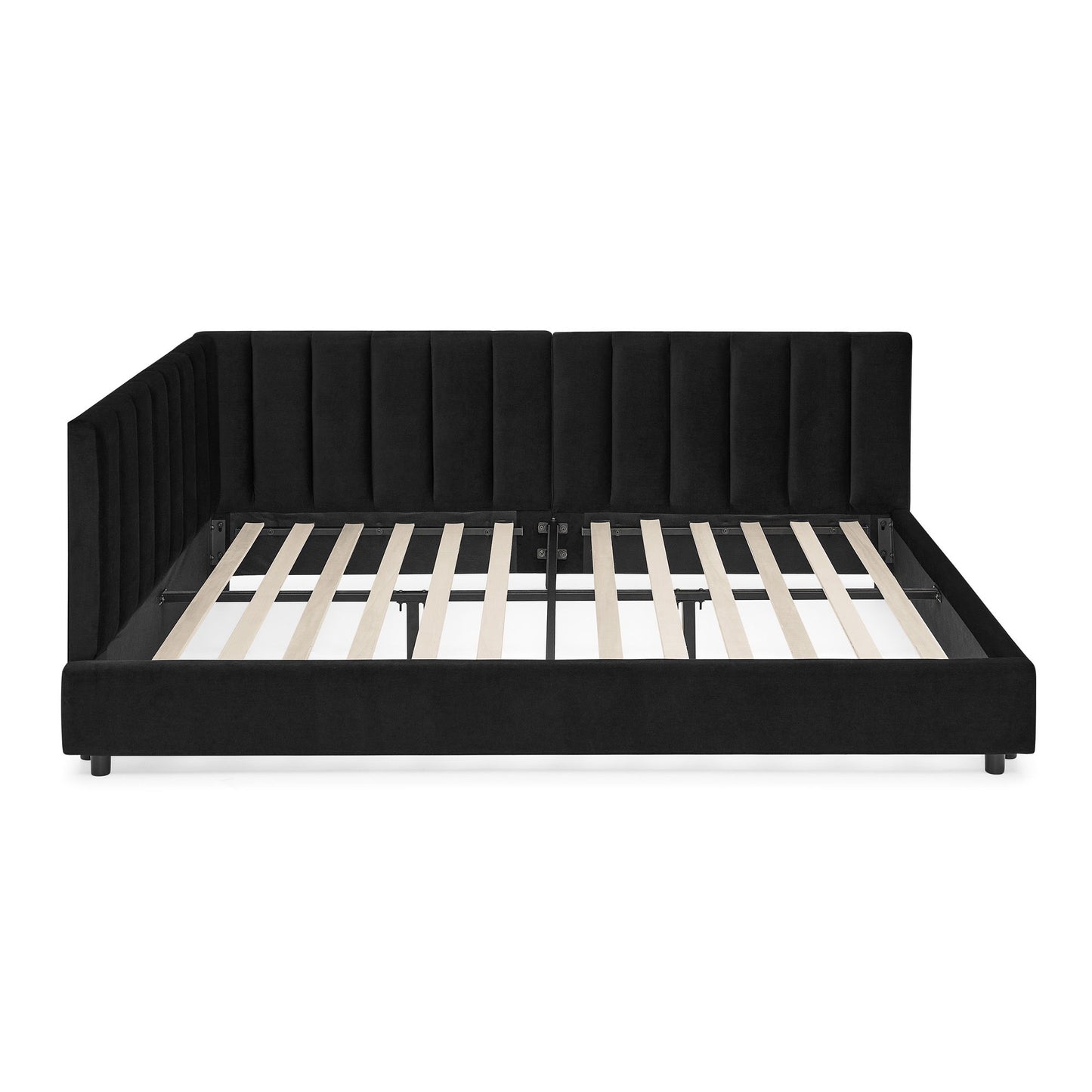 Mid-Century Upholstered Tufted Bed Frame With Backrest And Armrests - The Sleep Loft - Online Mattress Showroom NYC