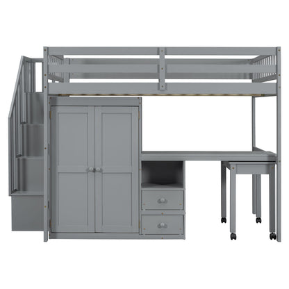 Loft Bed With Stairs, Bookshelf, Drawers, Desk & Wardrobe, Space Saving Multifunctional Furniture - The Sleep Loft - Online Mattress Showroom NYC