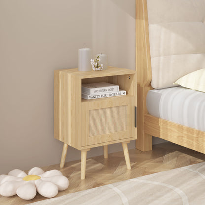 Nightstand, Side Table With Door And Open Shelf For Bedroom - Oak - The Sleep Loft - Online Mattress Showroom NYC