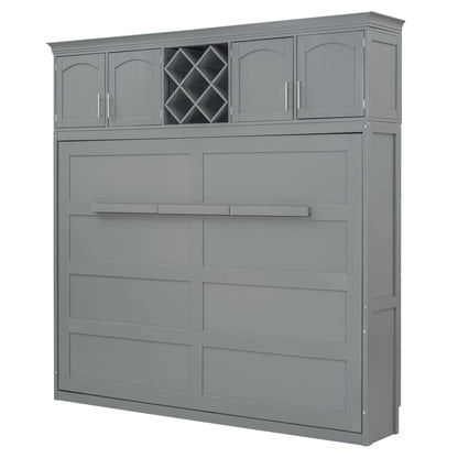 Murphy Wall Bed With Top Cabinets & Wine Rack - The Sleep Loft - Online Mattress Showroom NYC