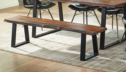 Ditman Live Edge Wood Dining Bench Grey Sheesham - The Sleep Loft - Online Mattress Showroom NYC