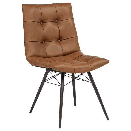 Aiken Faux Leather Upholstered Dining Side Chair Saddle Brown (Set of 4) - The Sleep Loft - Online Mattress Showroom NYC