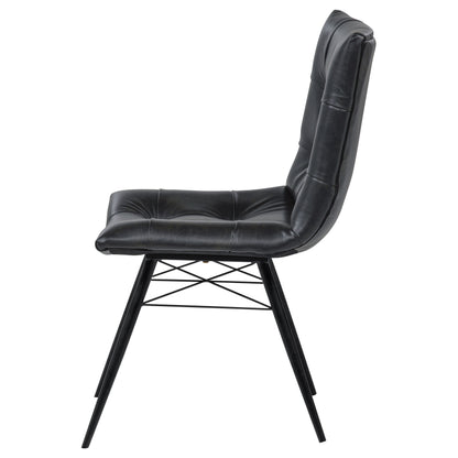 Aiken Faux Leather Upholstered Dining Side Chair Charcoal Grey (Set of 4)