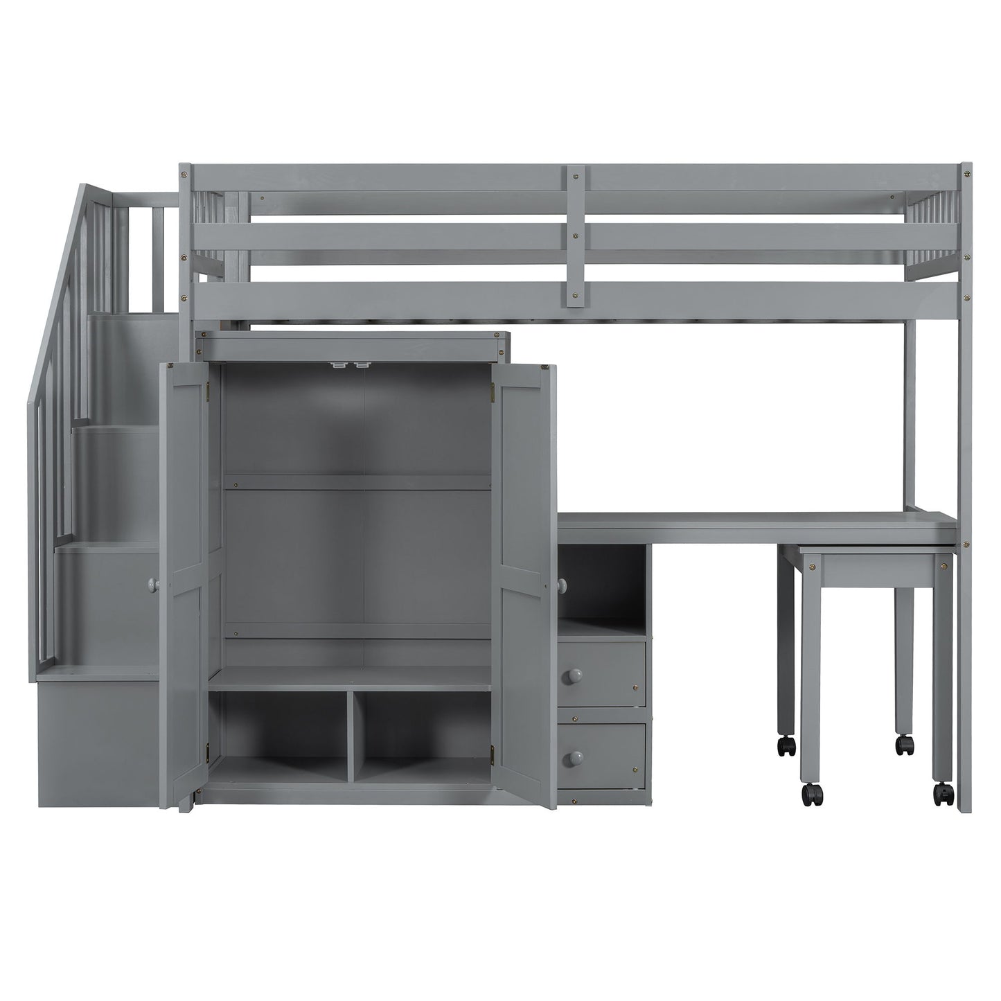 Loft Bed With Stairs, Bookshelf, Drawers, Desk & Wardrobe, Space Saving Multifunctional Furniture - The Sleep Loft - Online Mattress Showroom NYC