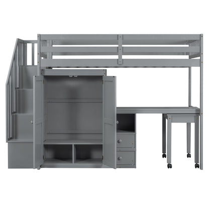Loft Bed With Stairs, Bookshelf, Drawers, Desk & Wardrobe, Space Saving Multifunctional Furniture - The Sleep Loft - Online Mattress Showroom NYC