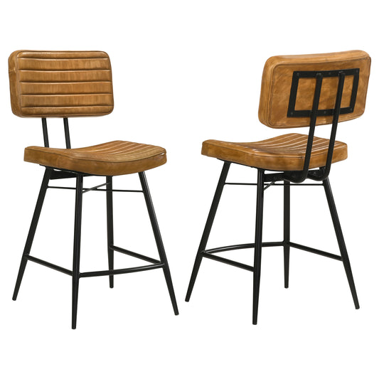 Partridge Leather Counter Chair Antique Camel (Set of 2) - The Sleep Loft - Online Mattress Showroom NYC