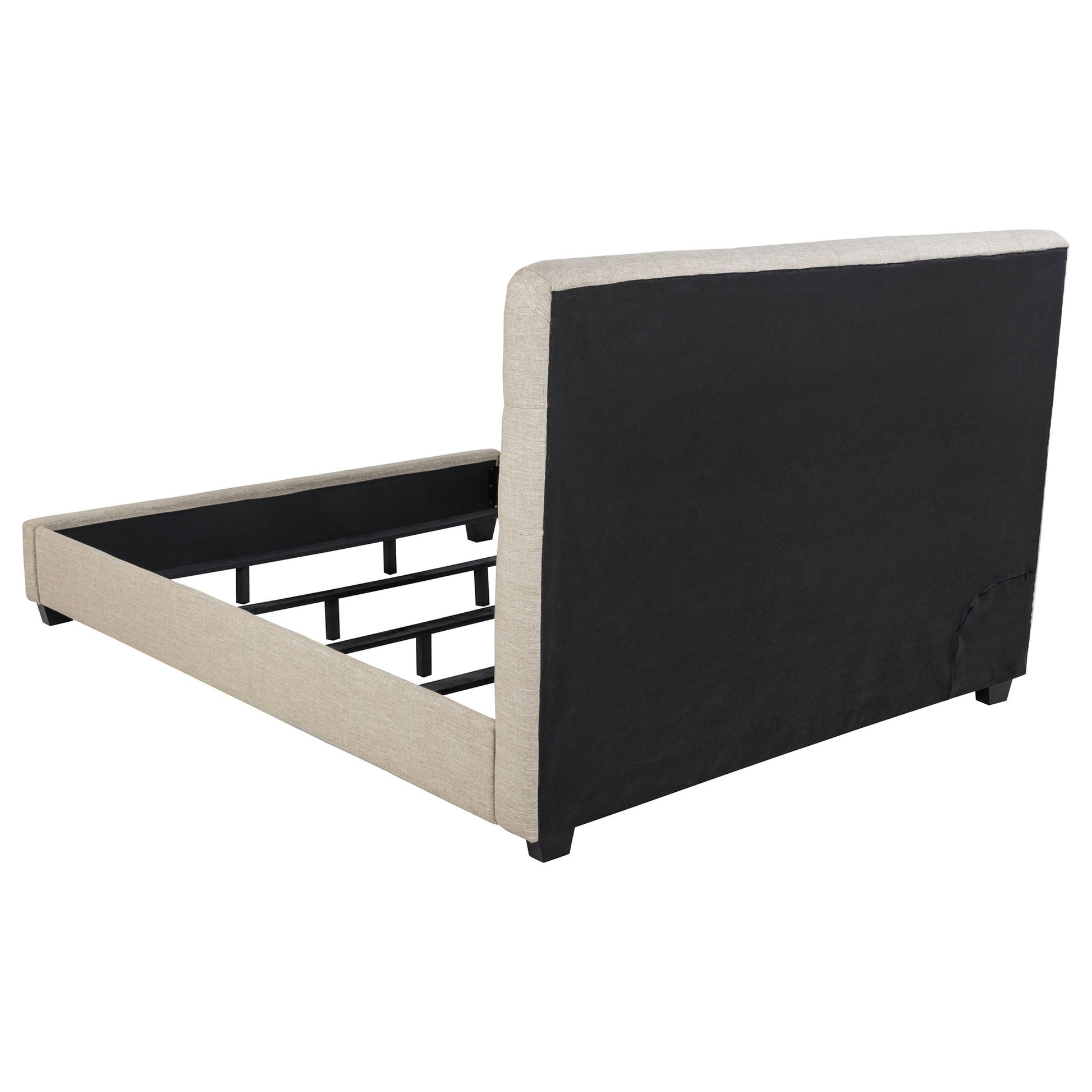 Upholstered California King Bed With Tufted Headboard And Birch Legs - Oatmeal - The Sleep Loft - Online Mattress Showroom NYC