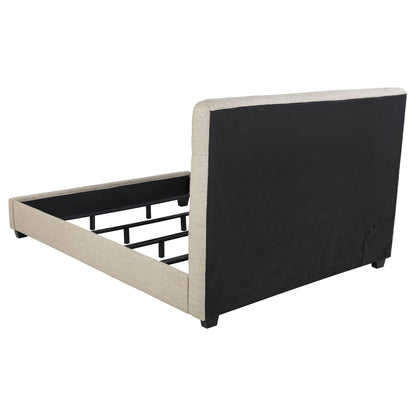 Upholstered California King Bed With Tufted Headboard And Birch Legs - Oatmeal - The Sleep Loft - Online Mattress Showroom NYC