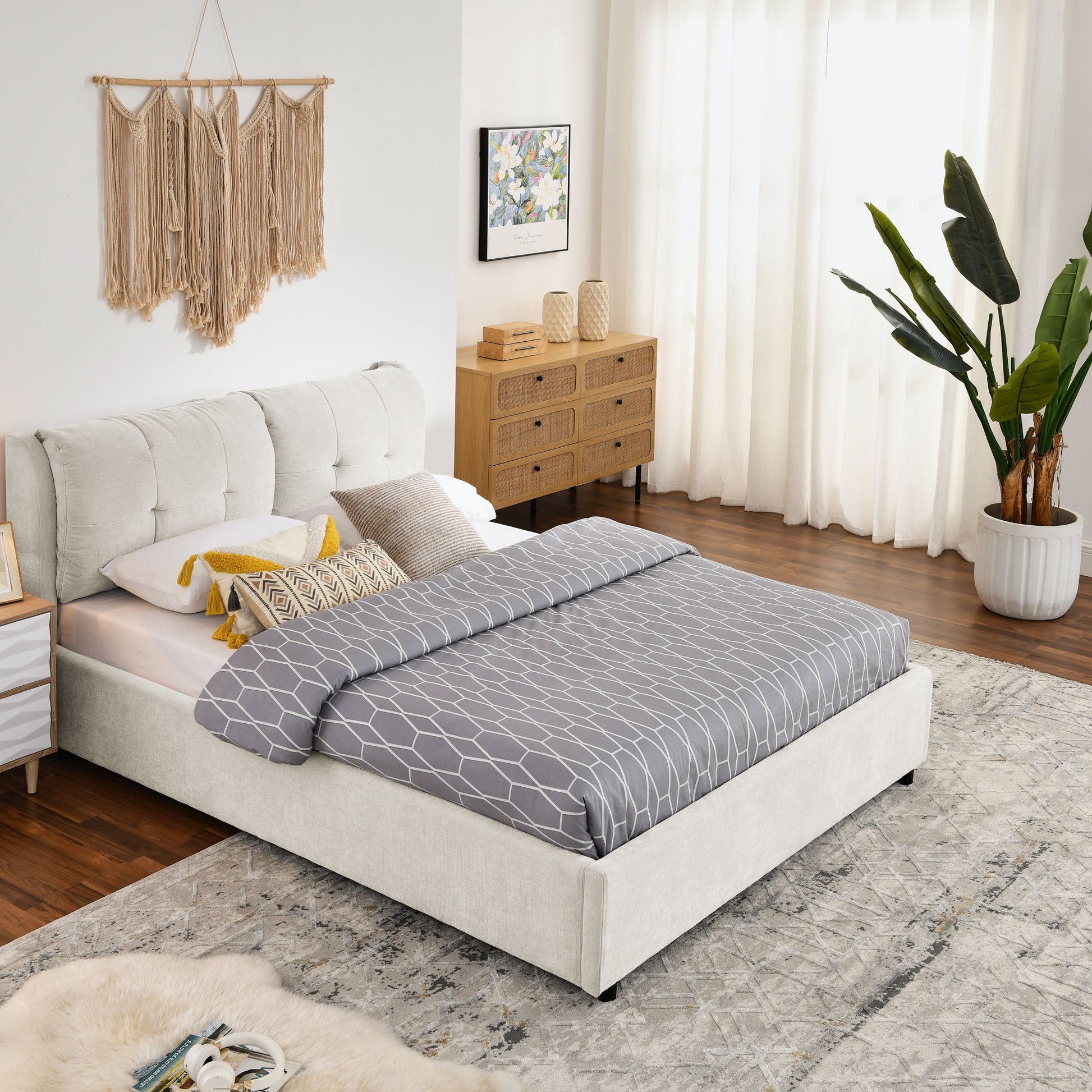Storage Upholstered Hydraulic Platform Bed With Integrated Headboard - The Sleep Loft - Online Mattress Showroom NYC