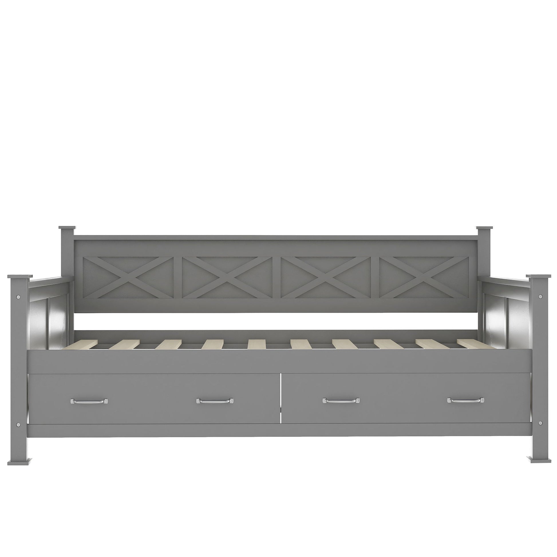 Modern Daybed With 2 Large Drawers, X Shaped Frame - The Sleep Loft - Online Mattress Showroom NYC