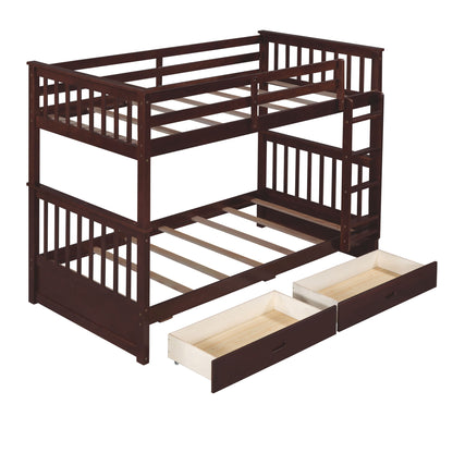 Bunk Bed With Ladders And 2 Storage Drawers - The Sleep Loft - Online Mattress Showroom NYC