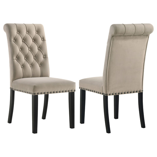 Alana Velvet Upholstered Dining Side Chair Sand (Set of 2) - The Sleep Loft - Online Mattress Showroom NYC