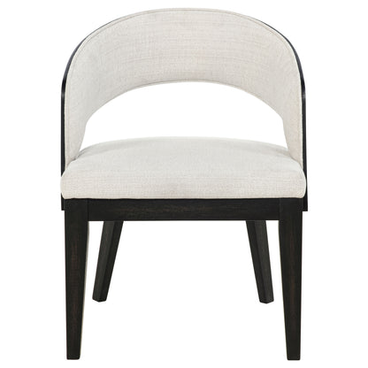 Leandro Upholstered Dining Arm Chair Cream (Set of 2)