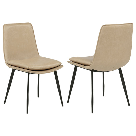Ortega Upholstered Dining Side Chair Tan (Set of 2) - The Sleep Loft - Online Mattress Showroom NYC