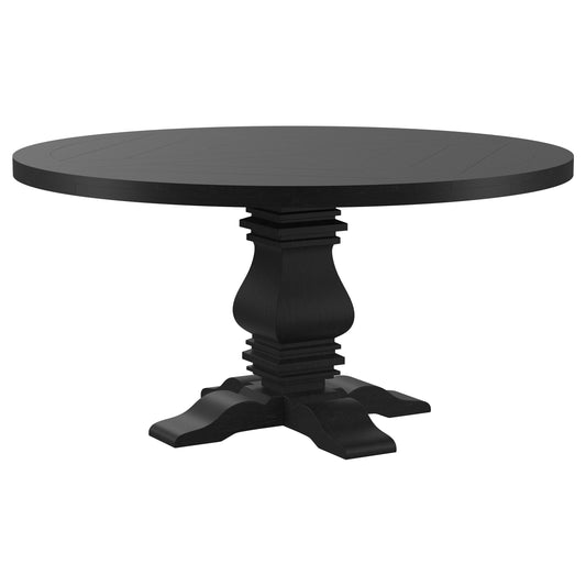 Florence Round 60-inch Pedestal Base Dining Table Black - The Sleep Loft - Online Mattress Showroom NYC