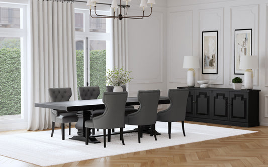 Florence 7-piece 126-inch Extension Dining Table Set Grey - The Sleep Loft - Online Mattress Showroom NYC