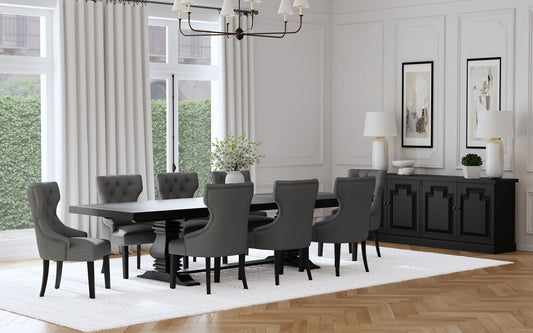 Florence 9-piece 126-inch Extension Dining Table Set Grey - The Sleep Loft - Online Mattress Showroom NYC