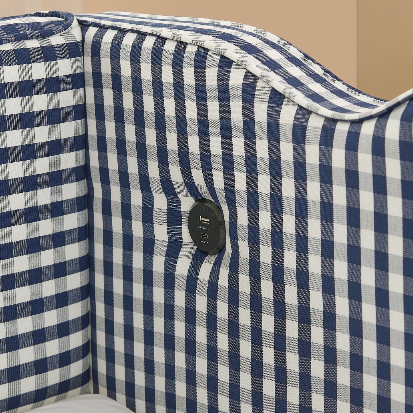 Gingham Daybed With USB Charging Port, Wave-Shaped Design - The Sleep Loft - Online Mattress Showroom NYC
